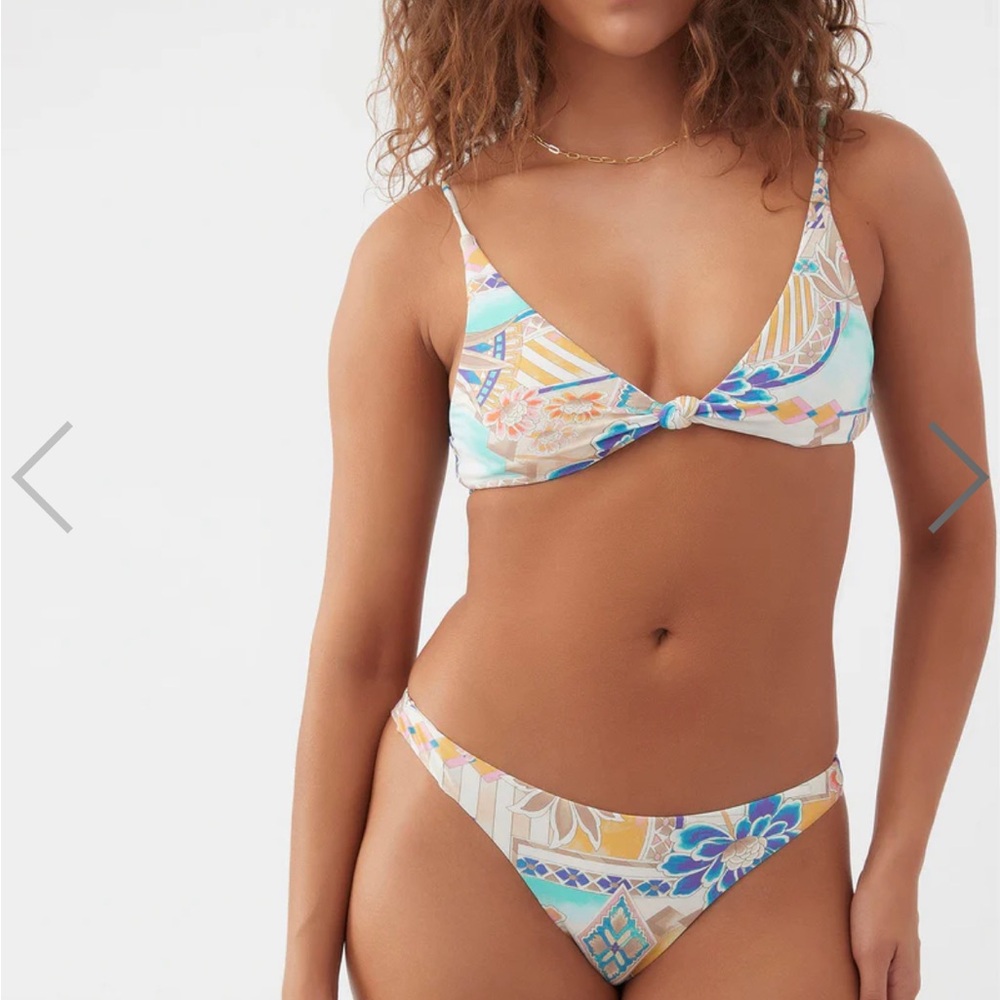 O’Neill Zephora Printed Knot-Front Bikini Top and Low-Rise Bottoms - Blue Multi